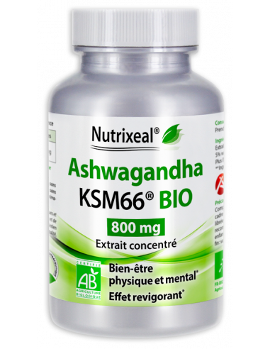 Ashwagandha BIO* KSM-66, extrait concentré, 600 mg par gélule.
