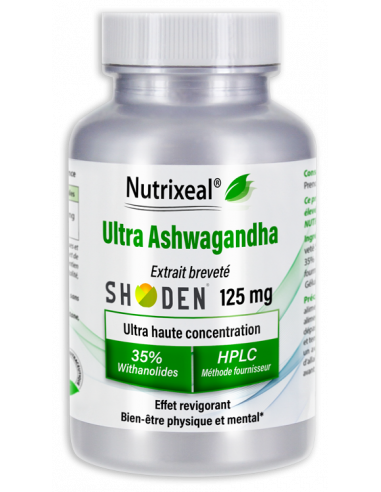 Ashwagandha Shoden® 125 mg : extrait d’ashwagandha innovant hautement concentré en 35 % de withanolides 125 mg par gélule