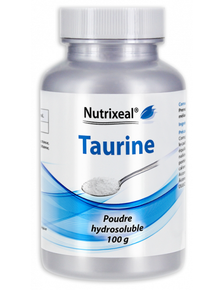 Nutrixeal : Taurine, acide aminé souffré, 100% pure, poudre hydrosoluble.