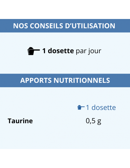 Conseils d’utilisation et apports nutritionnels de Taurine 100 % vegan en poudre