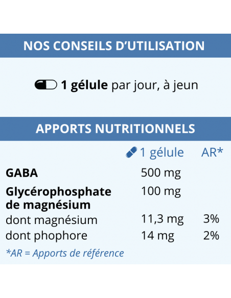 GABAmag : Complexe de GABA acide gamma-aminobutyrique + Glycérosphosphate magnésium