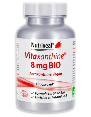 Vitaxanthine BIO 8 mg Nutrixeal : astaxanthine végétale 8 mg par gélule licaps.