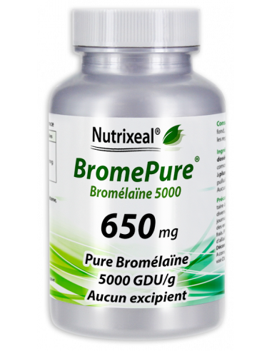 Bromélaïne (bromelase) hautement concentrée : 5000 GDU / g minimum.