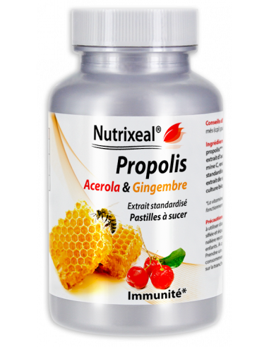 Nutrixeal : complexe de propolis et de vitamine C : propolis haute qualité, acerola et gingembre, en comprimés.