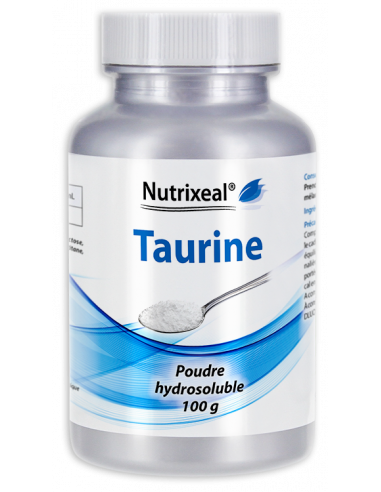 Nutrixeal : Taurine, acide aminé souffré, 100% pur, poudre hydrosoluble.