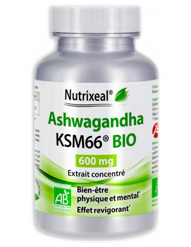 Ashwagandha BIO* KSM-66, extrait concentré, 600 mg par gélule.