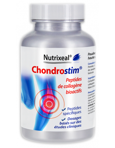 Chondrostim poudre Nutrixeal : Peptides de collagène hydrolysé selon un procédé spécifiquement optimisé pour les articulations.