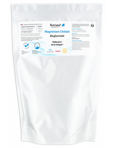 Magnesium bisglycinate chélaté Nutrixeal, haute biodisponiblé.