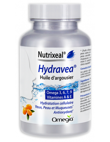 Hydravea huile d'argousier Nutrixeal. Hydratation peau et muqueuses.