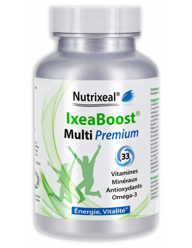 Multivitamines IxeaBoost Multi Premium : vitamines, minéraux, omega-3 et antioxydants.