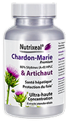 chardon-marie standardisé à 80% de silymarine (silybines A+B par HPLC) Associé à un extrait d'artichaut concentré et standardisé en cynarine.